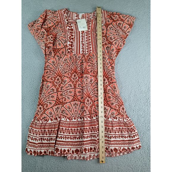 Knox Rose Shirt Womens XS Orange Pattern Boho Flowy Tunic Short Sleeve NWT - Picture 4 of 8